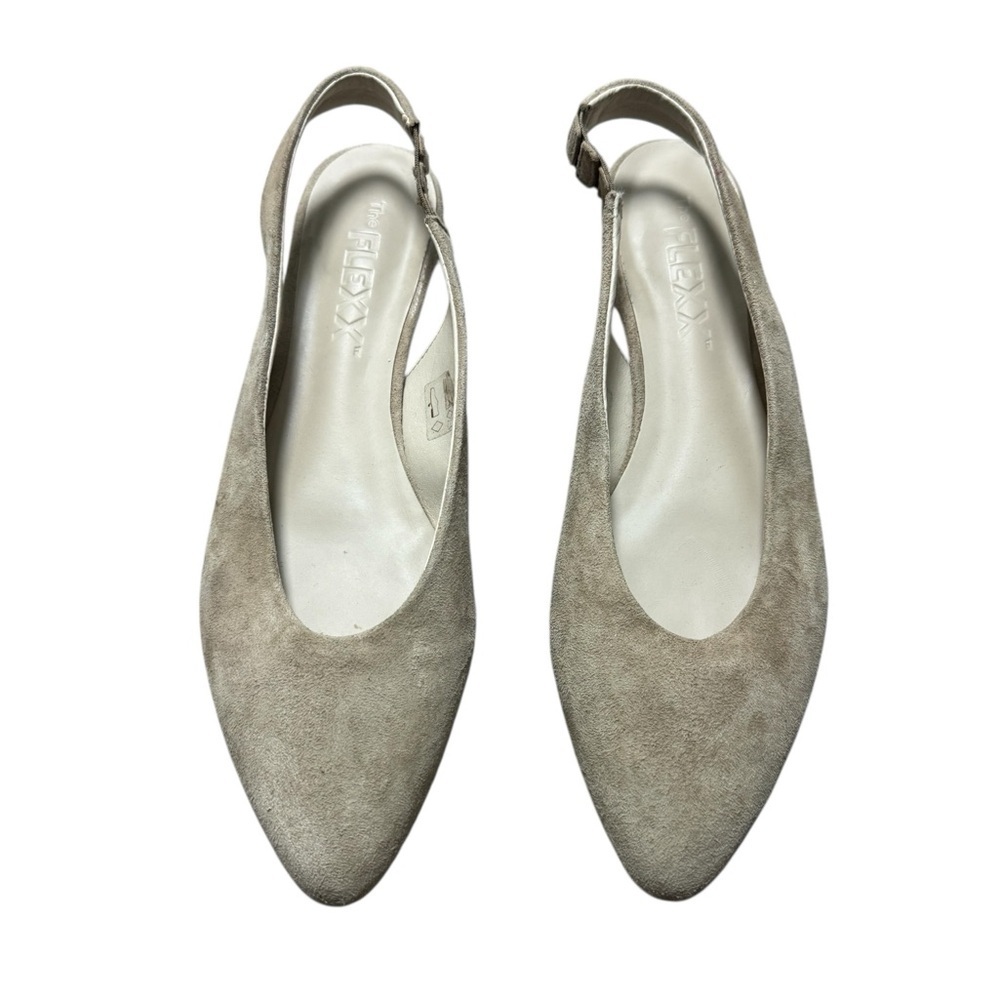 The Flexx Womens Pointed Toe Suede Leather Cream Slingback Flats Shoes US 6